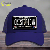 Cristorican Puerto Rico Black Novelty License Plate Hat Mesh / Royal Blue