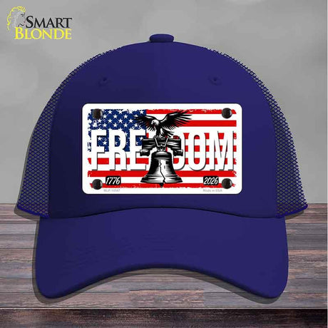 Freedom Liberty Bell Novelty License Plate Hat HAT-MLP-14547 Mesh Royal Blue