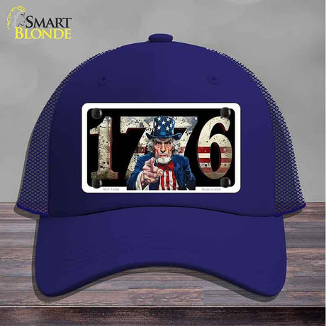 1776 Uncle Sam Novelty License Plate Hat HAT-MLP-14548 Mesh Royal Blue