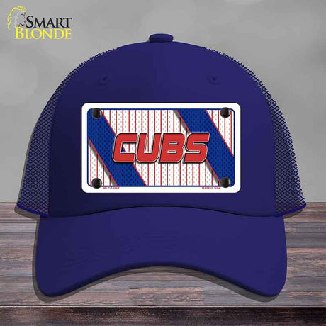 CUBS Graphic Novelty License Plate Hat HAT-MLP-14569 Mesh Royal Blue