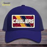 Blue cap with a Cavaliers license plate design on a wooden surface