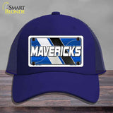 Blue cap with 'MAVERICKS' design on a gray background