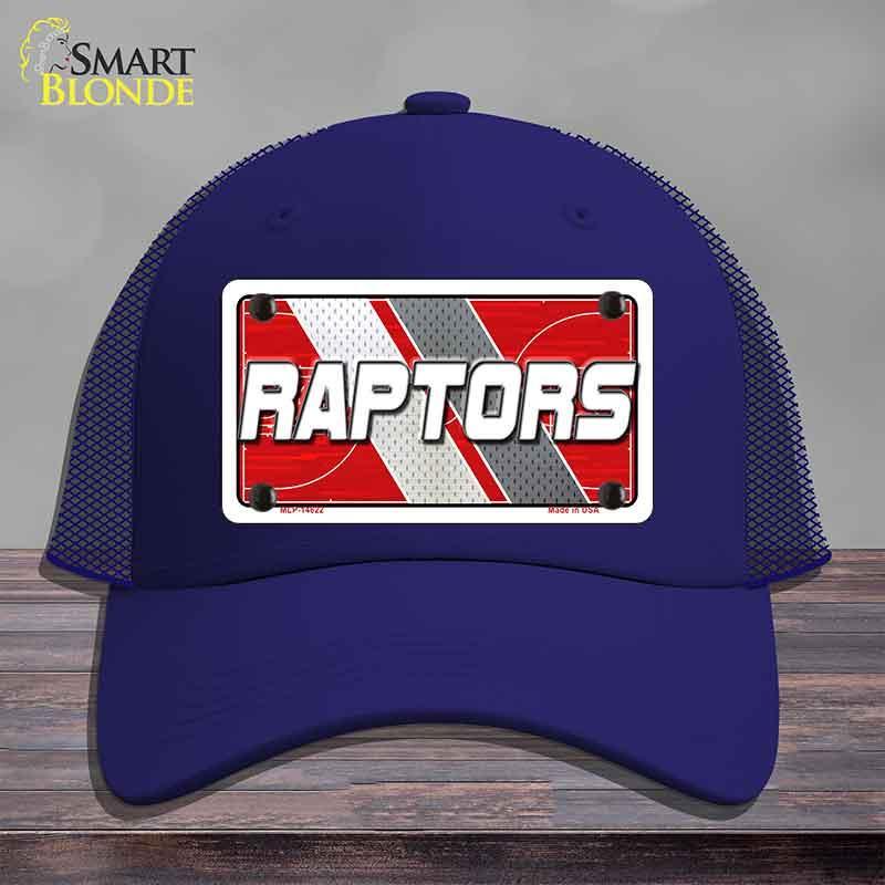 Blue cap with 'Raptors' design on a gray background