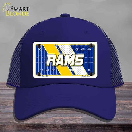 RAMS Graphic Novelty License Plate Hat HAT-MLP-14643 Mesh Royal Blue