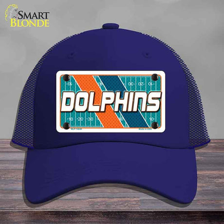 DOLPHINS Graphic Novelty License Plate Hat HAT-MLP-14644 Mesh Royal Blue