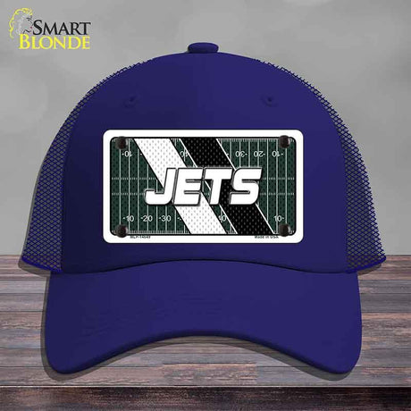 JETS Graphic Novelty License Plate Hat HAT-MLP-14649 Mesh Royal Blue