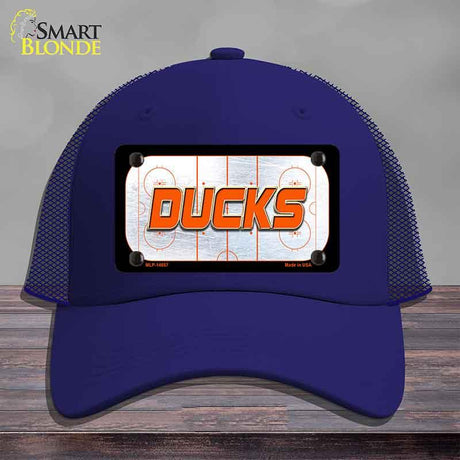 DUCKS Graphic Novelty License Plate Hat HAT-MLP-14657 Mesh Royal Blue