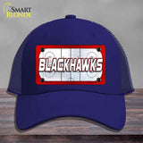 BLACKHAWKS Graphic Novelty License Plate Hat HAT-MLP-14662 Mesh Royal Blue