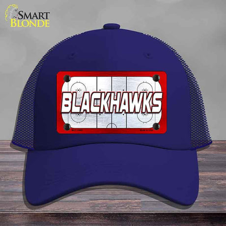 BLACKHAWKS Graphic Novelty License Plate Hat HAT-MLP-14662 Mesh Royal Blue