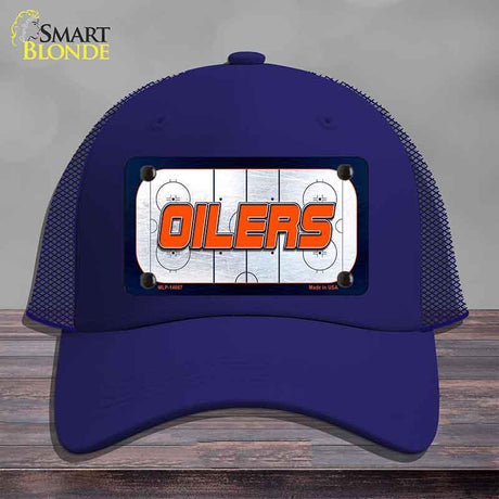 OILERS Graphic Novelty License Plate Hat HAT-MLP-14667 Mesh Royal Blue