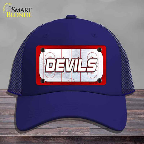 DEVILS Graphic Novelty License Plate Hat HAT-MLP-14673 Mesh Royal Blue