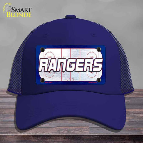 RANGERS Graphic Novelty License Plate Hat HAT-MLP-14675 Mesh Royal Blue