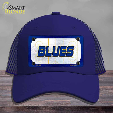 BLUES Graphic Novelty License Plate Hat HAT-MLP-14681 Mesh Royal Blue