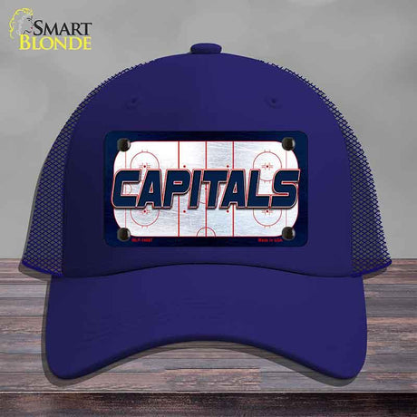 CAPITALS Graphic Novelty License Plate Hat HAT-MLP-14687 Mesh Royal Blue