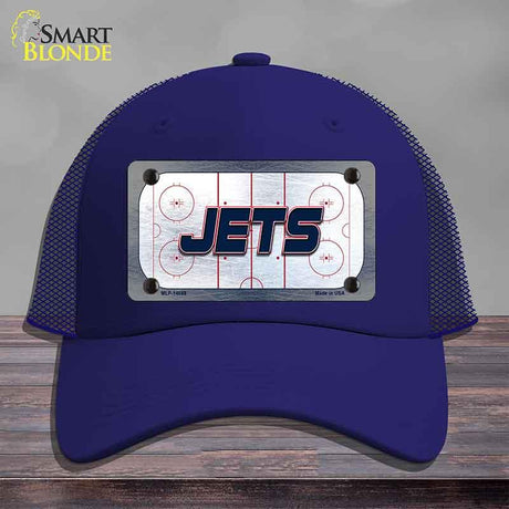 JETS Graphic Novelty License Plate Hat HAT-MLP-14688 Mesh Royal Blue