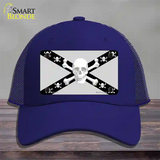 Skull Black & Silver Novelty License Plate Hat Mesh / Royal Blue