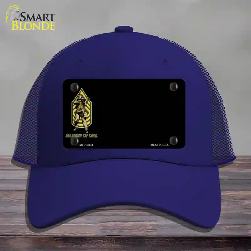 An Army of One Offset Novelty License Plate Hat Mesh / Royal Blue