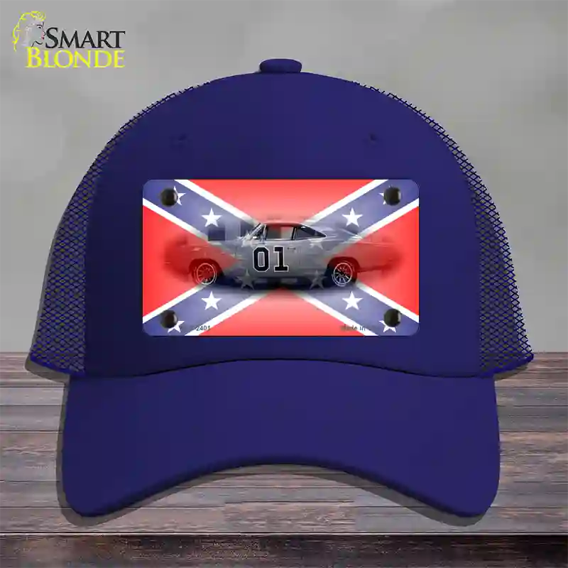 Confederate Flag Charger Novelty License Plate Hat Mesh / Royal Blue