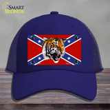Confederate Flag Tiger Novelty License Plate Hat Mesh / Royal Blue