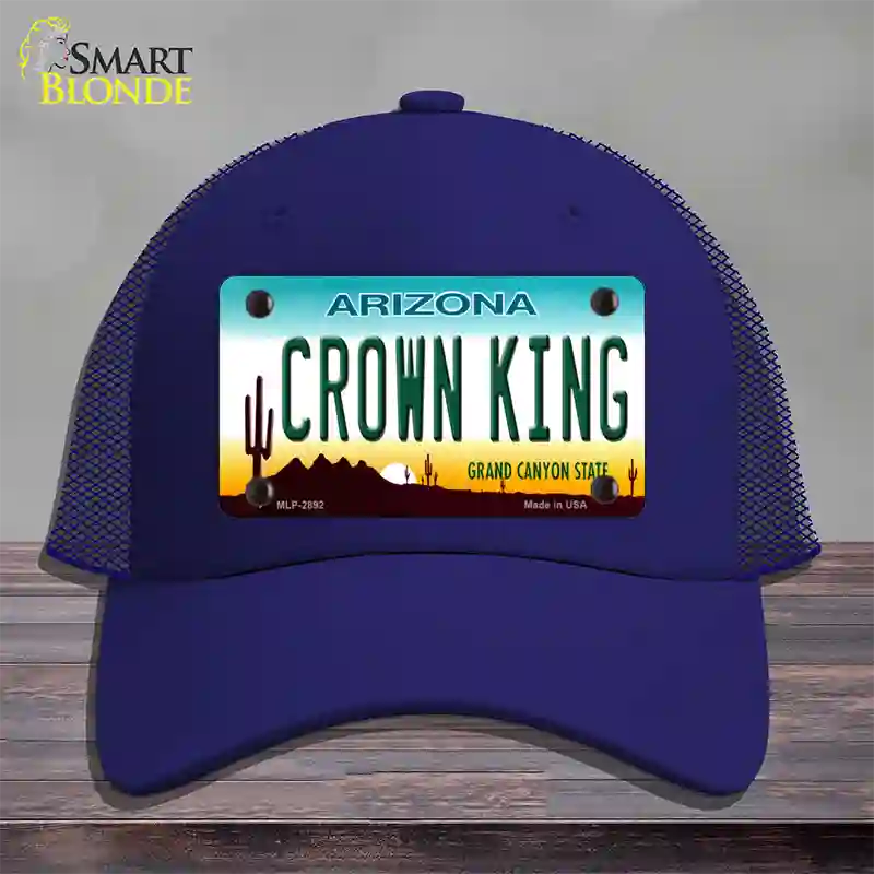 Crown King Novelty License Plate Hat Mesh / Royal Blue