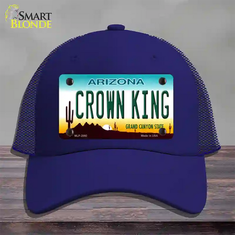 Crown King Novelty License Plate Hat Mesh / Royal Blue