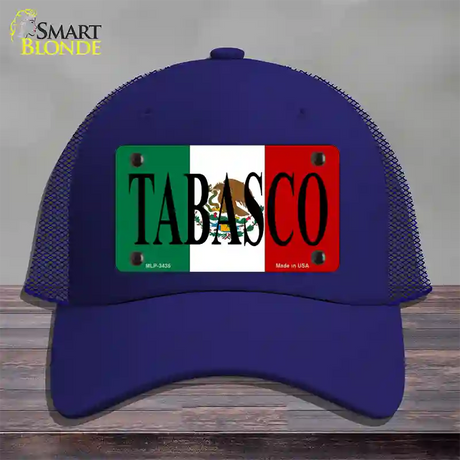 Tabasco Novelty License Plate Hat Mesh / Royal Blue