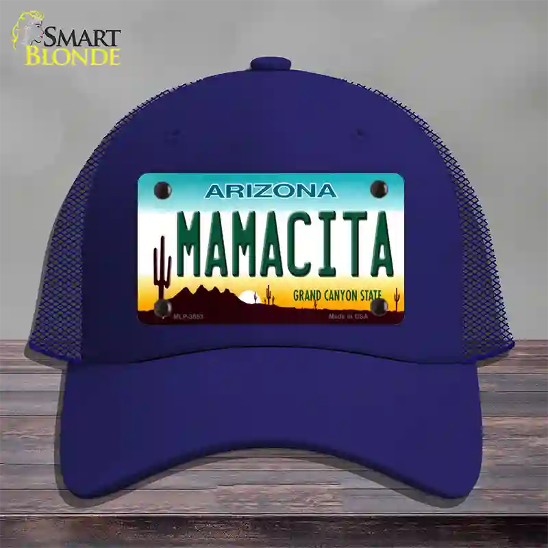 Mamacita Arizona Novelty License Plate Hat Mesh / Royal Blue