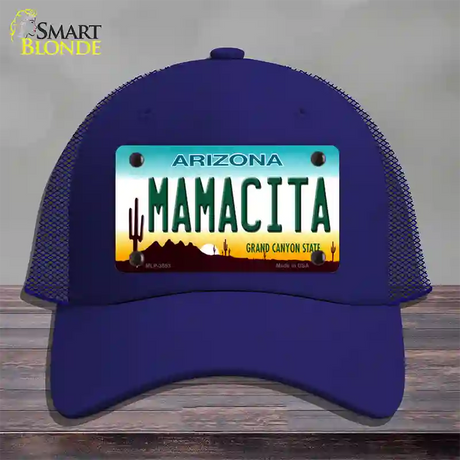 Mamacita Arizona Novelty License Plate Hat Mesh / Royal Blue