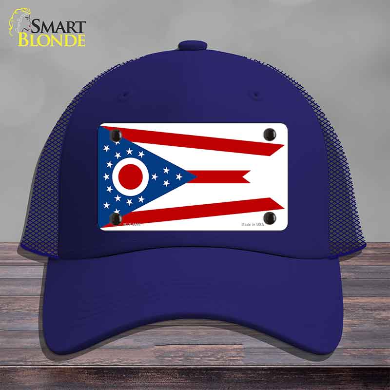 Ohio State Flag Novelty License Plate Hat Mesh Royal Blue