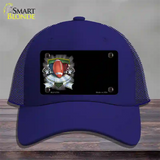 Football Banner Offset Novelty License Plate Hat Mesh / Royal Blue