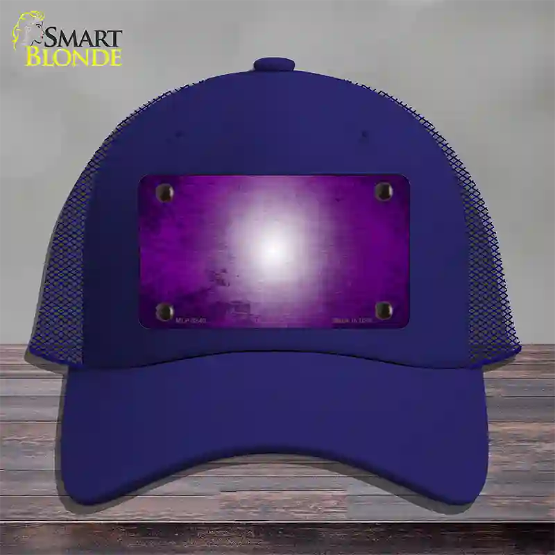Purple White Fade Scratched Novelty License Plate Hat Mesh / Royal Blue