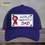 Worlds Greatest Dad Novelty License Plate Hat Mesh / Royal Blue