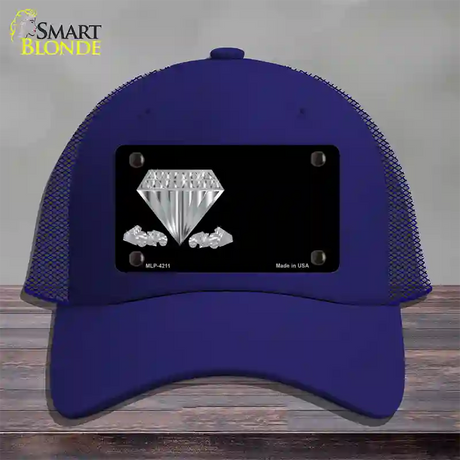 Diamonds Offset Novelty License Plate Hat Mesh / Royal Blue