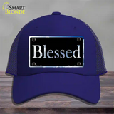 Blessed Blue Sky Cloud Novelty License Plate Hat Mesh / Royal Blue