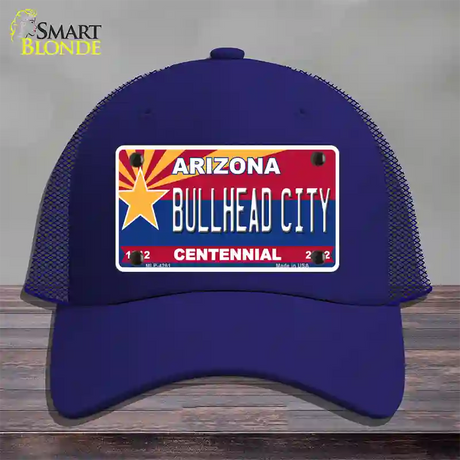 Arizona Centennial Bullhead City Novelty License Plate Hat Mesh / Royal Blue