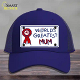 Worlds Greatest Mum Novelty License Plate Hat Mesh / Royal Blue