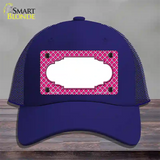Pink White Quatrefoil Center Scallop Novelty License Plate Hat Mesh / Royal Blue