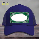 Green White Quatrefoil Center Scallop Novelty License Plate Hat Mesh / Royal Blue