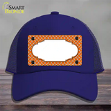 Orange White Quatrefoil Center Scallop Novelty License Plate Hat Mesh / Royal Blue