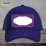 Purple White Quatrefoil Center Scallop Novelty License Plate Hat Mesh / Royal Blue