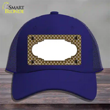 Brown White Quatrefoil Center Scallop Novelty License Plate Hat Mesh / Royal Blue