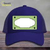 Lime Green White Quatrefoil Center Scallop Novelty License Plate Hat Mesh / Royal Blue