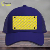 Yellow White Quatrefoil Novelty License Plate Hat Mesh / Royal Blue