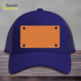 Orange White Quatrefoil Novelty License Plate Hat Mesh / Royal Blue