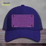 Purple White Quatrefoil Novelty License Plate Hat Mesh / Royal Blue