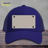 Tan White Quatrefoil Novelty License Plate Hat Mesh / Royal Blue