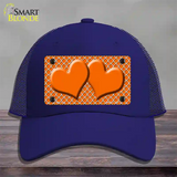 Orange White Quatrefoil Orange Center Hearts Novelty License Plate Hat Mesh / Royal Blue