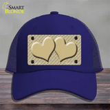 Gold White Quatrefoil Gold Center Hearts Novelty License Plate Hat Mesh / Royal Blue