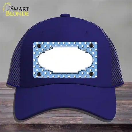 Scallop Light Blue White Polka Dot Novelty License Plate Hat Mesh / Royal Blue