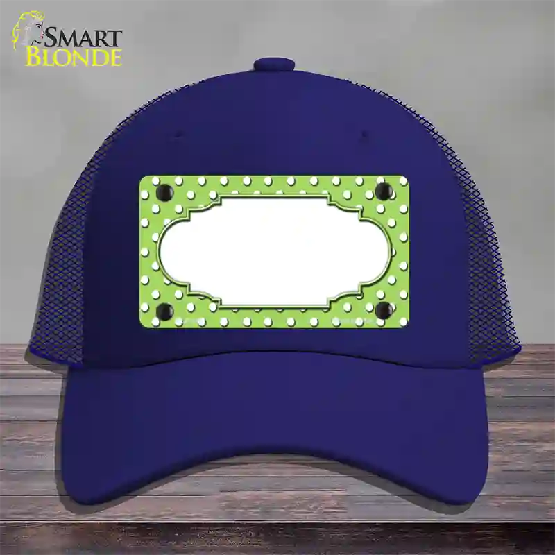 Scallop Lime Green White Polka Dot Novelty License Plate Hat Mesh / Royal Blue